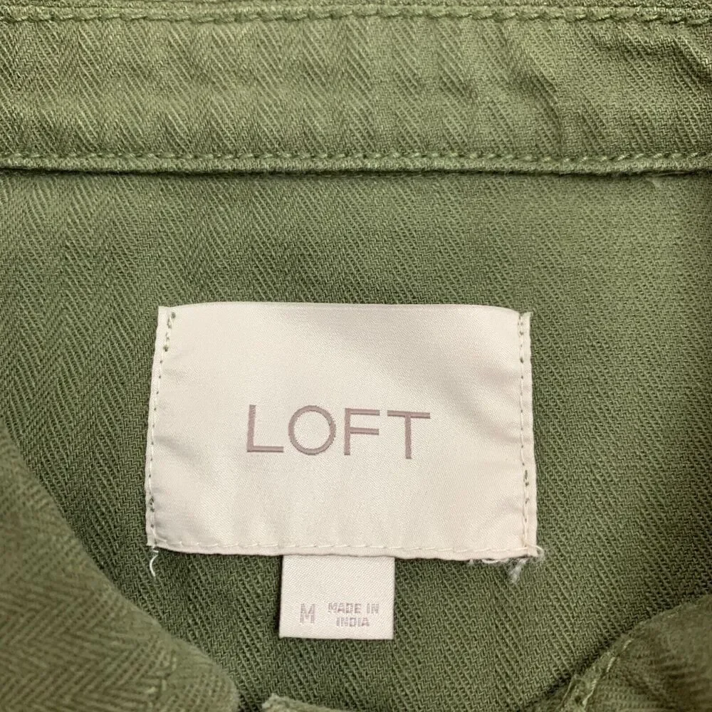 LOFT Ann Taylor Herringbone Jacket Womens M Medium Peplum Wide Sleeves Utility